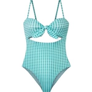 WET Swimwear Willow Jade Gingham Checkered One Piece Size XS